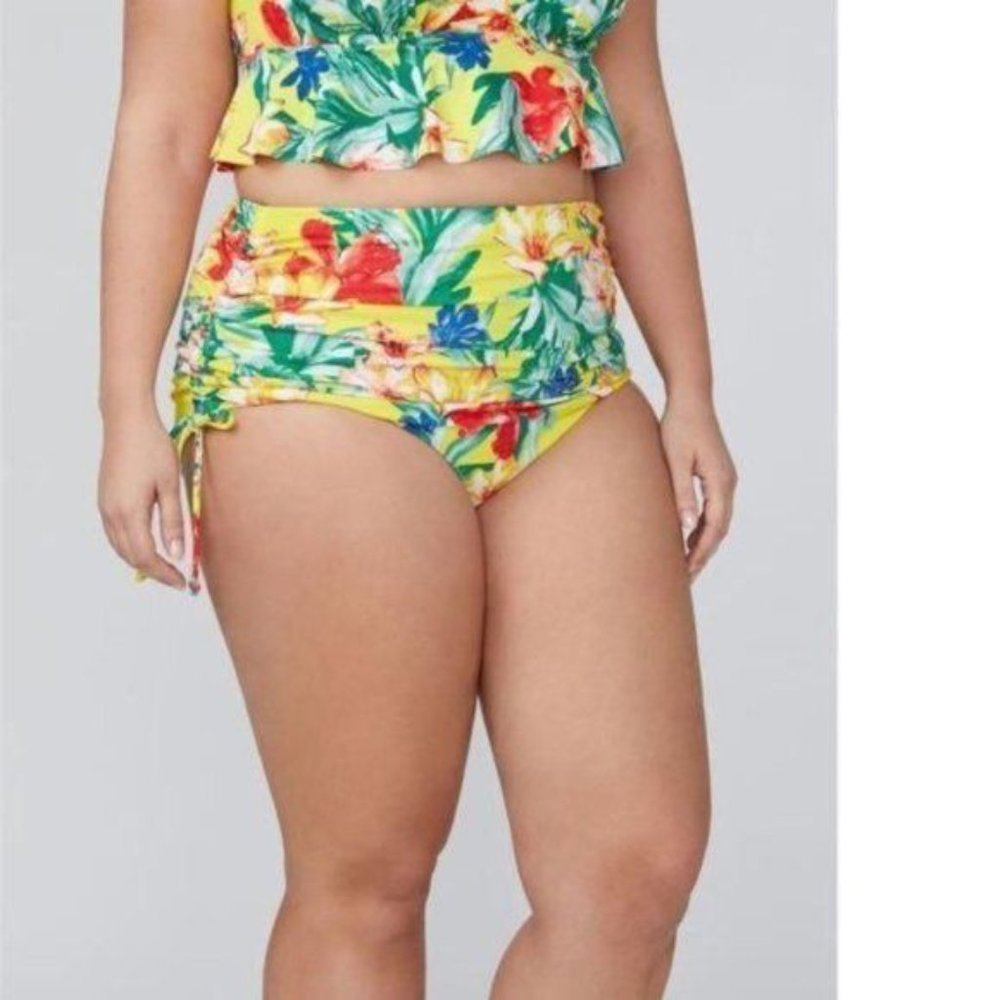 Lane Bryant High Waist Drawstring Swim Brief 26